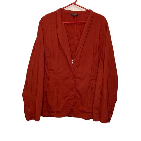 Eileen Fisher Jackets & Blazers - Eileen Fisher Stand Collar Burt Orange Zip Linen Jacket Size 2X